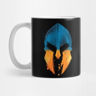 spartan helmet with the ukranian flag Mug